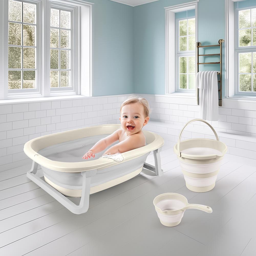 7273 KATLANABİLİR ÜÇLÜ BEBEK BANYO SETİ STONE GRİ