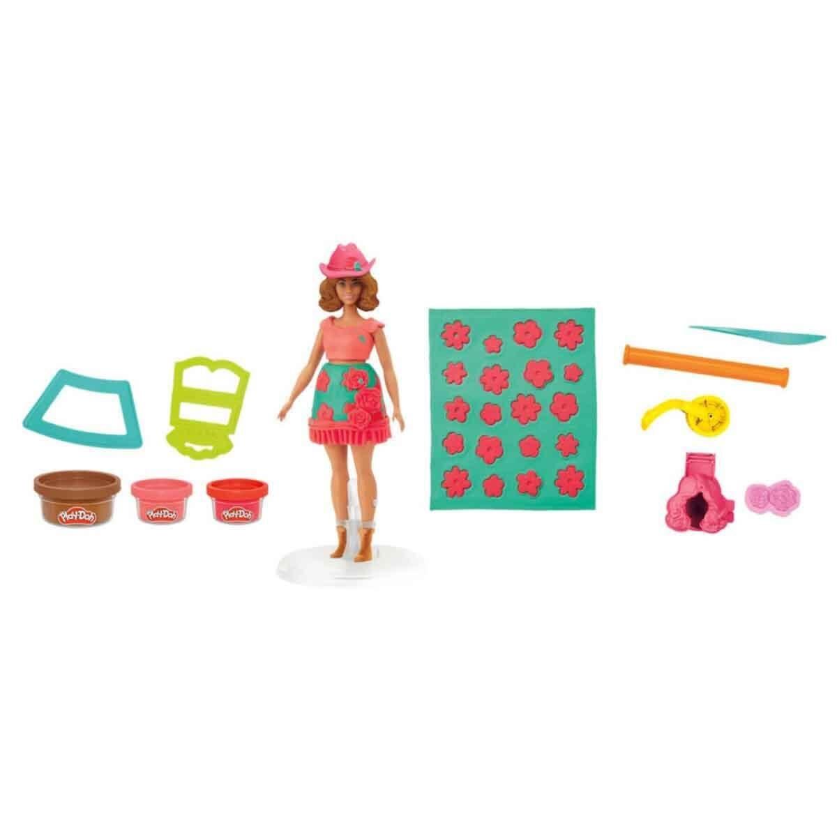 G1360 Play-Doh Barbie Çiçek Desenleri ve Püsküller Hamur Oyun Seti +3 yaş