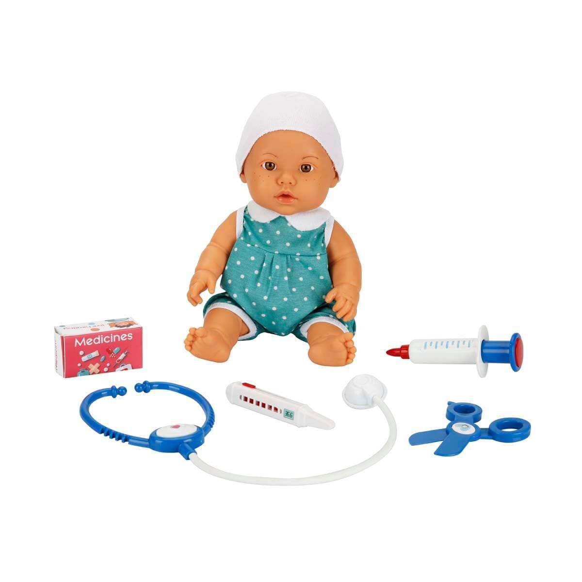 30111 Bebelou Doktor Zamanı Sesli Bebek Seti 35 cm -Sunman(Ürün oyuncaktır)