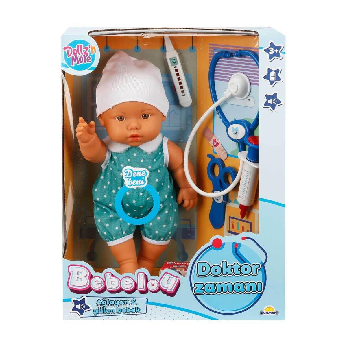 30111 Bebelou Doktor Zamanı Sesli Bebek Seti 35 cm -Sunman(Ürün oyuncaktır)