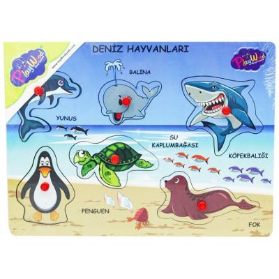 Ahşap Tutmalı Deniz Canlıları Puzzle