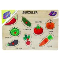 Ahşap Tutmalı Meyveler ve Sebzeler Puzzle