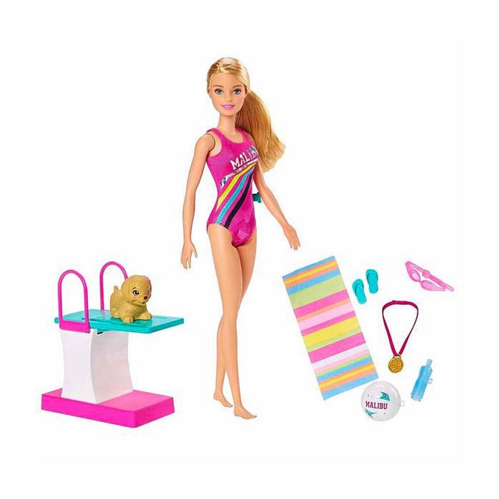 Barbie Bebek Seyahatte Yüzücü Oyun Seti