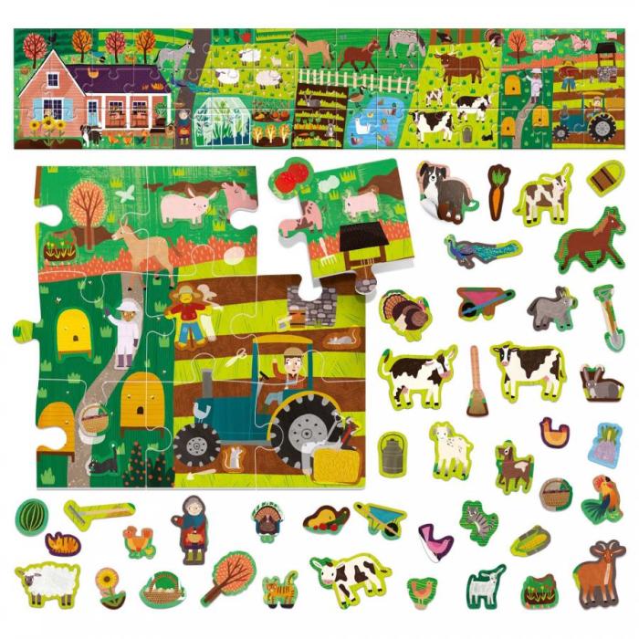 Headu Puzzle + Stickers The Farm MU24926