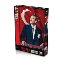 KS Atatürk ve Türk Bayrağı 1000 Parça Puzzle