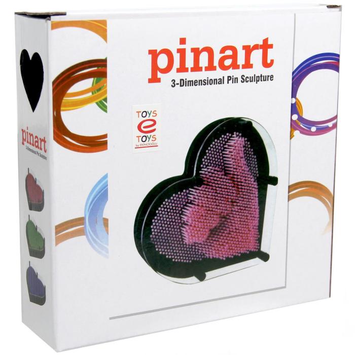 Pinart 3D Kalp Gökkuşağı Renkli Çivili Tablo 21 cm